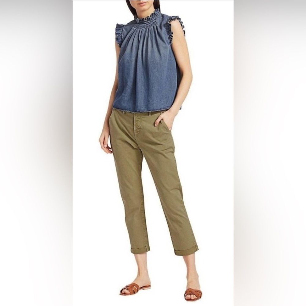 Frame Le Beau Straight Leg Chino Cropped Pants Washed Od Size 28